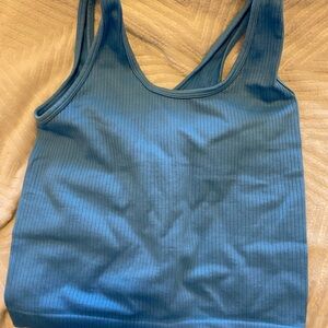 Stylish Blue Ribbed Crop Top